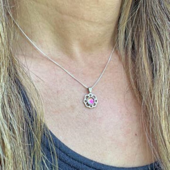 Teeny Loop Pendant Cute Sterling Silver Crystal Jewelry - Picture 13 of 14